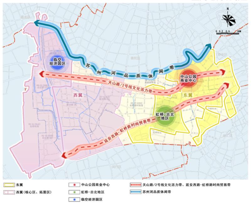 天山路街道,虹桥街道,仙霞新村街道,北新泾街道,程家桥街道和新泾镇