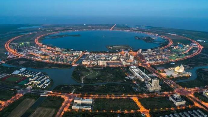 滴水湖夜景鸟瞰