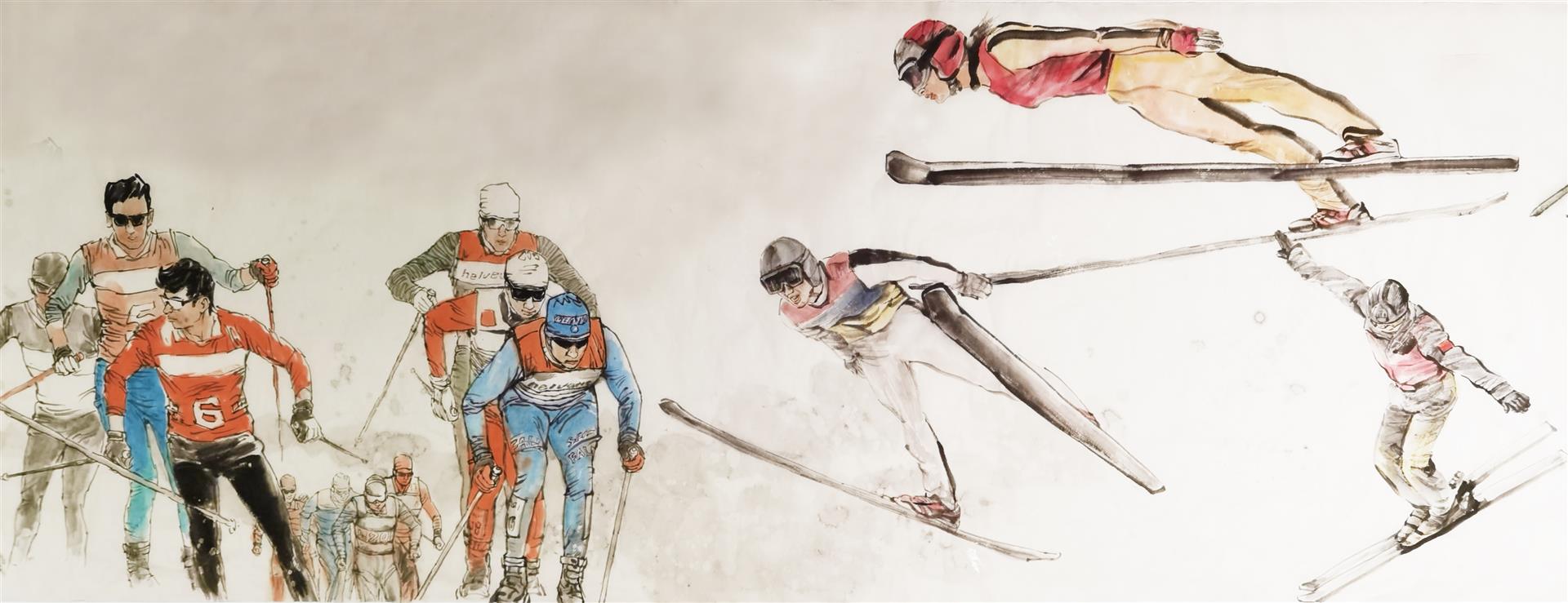 91岁汪观清领衔上海人物画苑画家集体创作主题国画迎冬奥