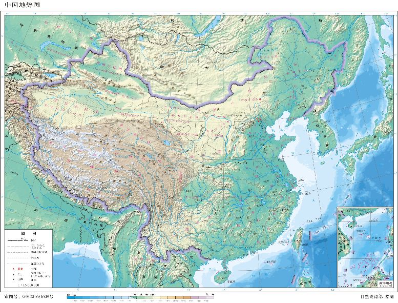 中国地图海拔高度图图片