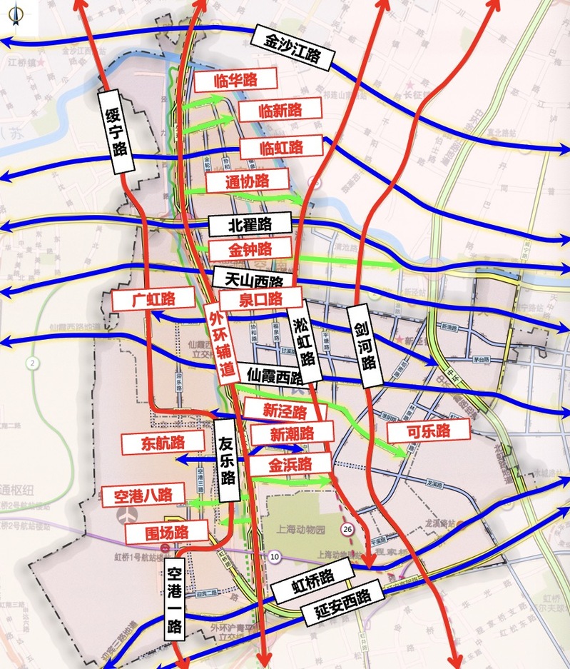 定了虹橋機場東片區將建四縱十八橫路網到上海市區時長再縮短