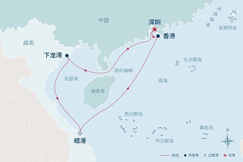 “8日璀璨旖旎南海之旅”航线图