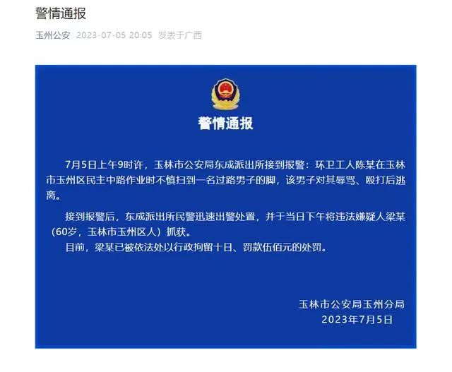 打金毛犬男子被拘_因扫到脚男子殴打环卫工被行拘_警方击毙海南暴恐分子