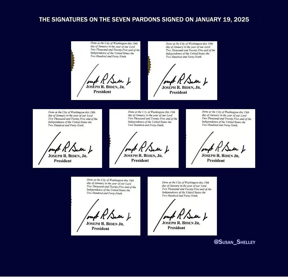 拜登在任时总统签名形同“复制粘贴”，疑似机器生成