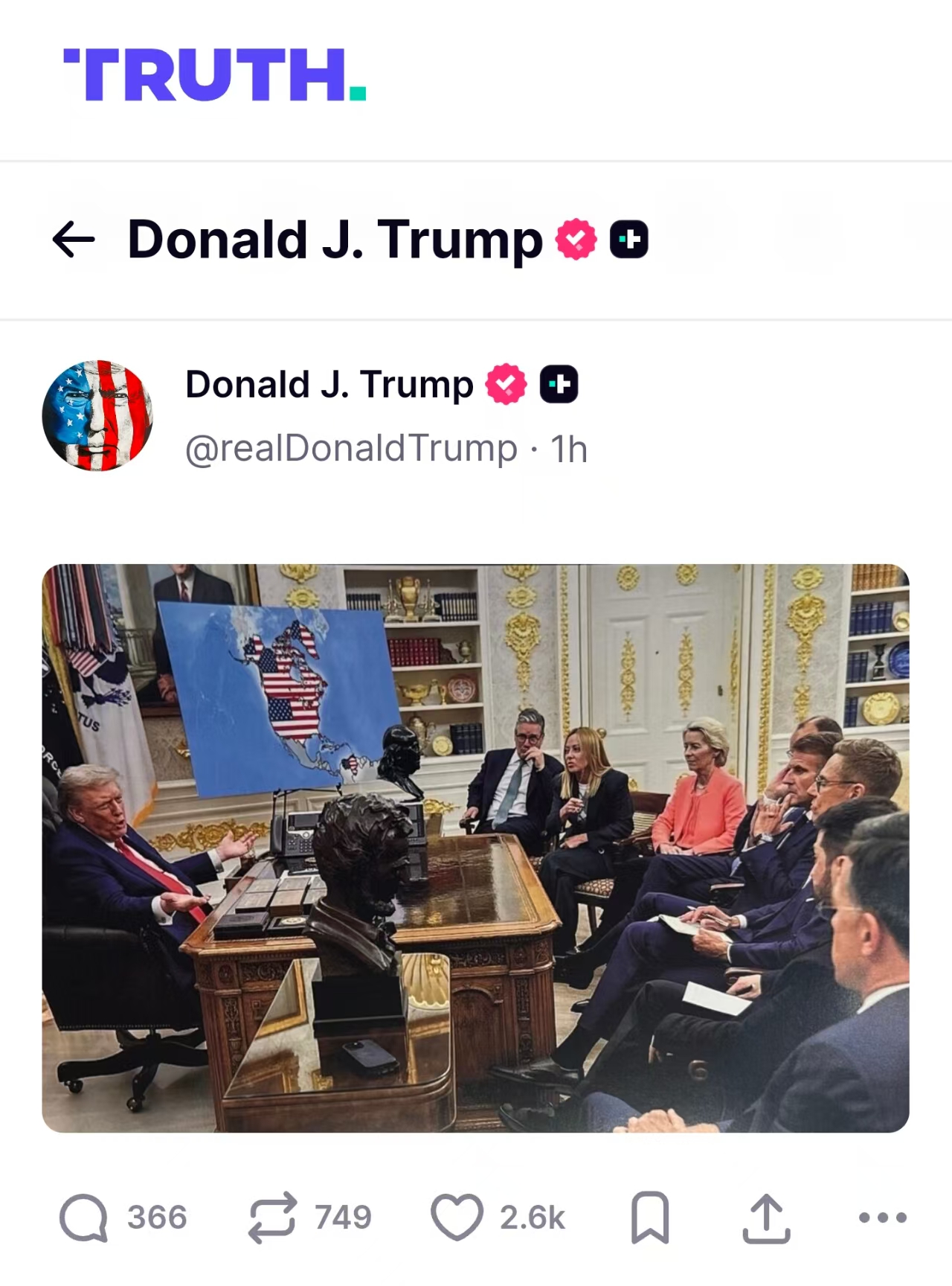 特朗普发布合成图：手持美国旗登上格陵兰岛