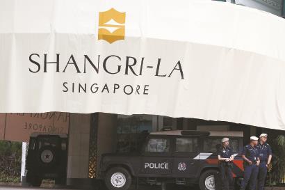 香格里拉对话会举办地——新加坡香格里拉酒店的资料照片。  视觉中国