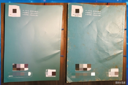 左图为实物拍摄，右图为记者使用AI大模型生成的“商品图”。