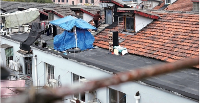 老街坊人口多，难以腾挪，小区里不少居民把老虎窗外的平台改成了“后花园”。