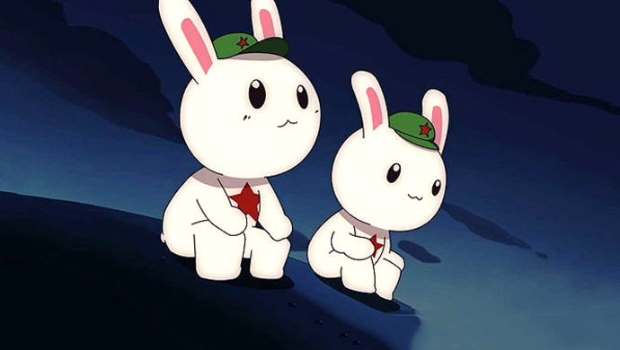 意为推荐——记者注)一只头戴绿色军帽的兔子