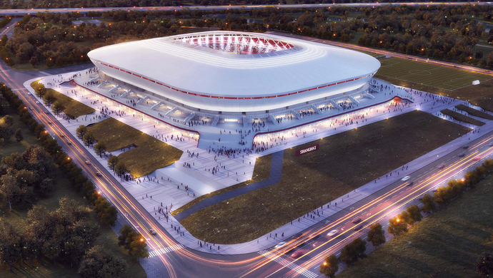 上海再添世界级赛事足球场!上港足球新主场-浦