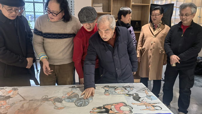 91岁汪观清领衔上海人物画苑画家集体创作主题国画迎冬奥
