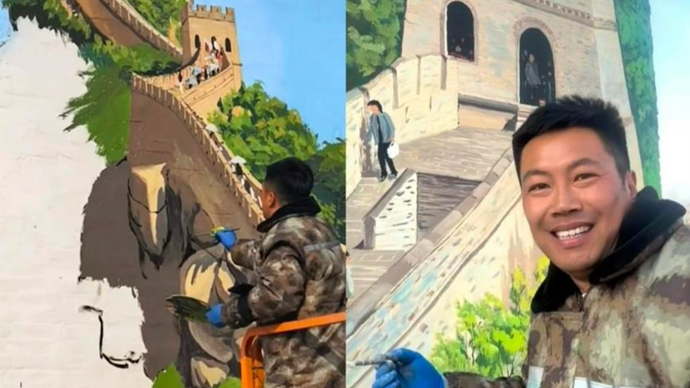 在村里为老人们画长城的人，被邀请来了真长城！