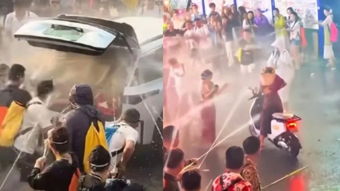 强拉车门泼水、针对性骚扰女性！警方出手：锁定涉事人员，依法追究责任